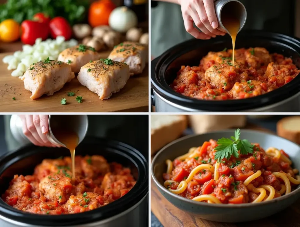 Step-by-step preparation of Crockpot Chicken Cacciatore