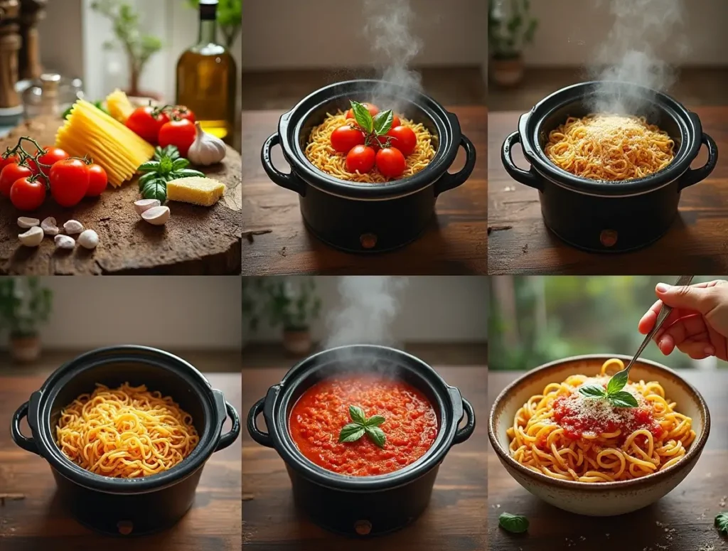 Step-by-step process for making angel hair crock pot recipes