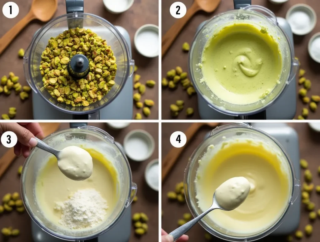 Step-by-step pistachio cream recipe preparation