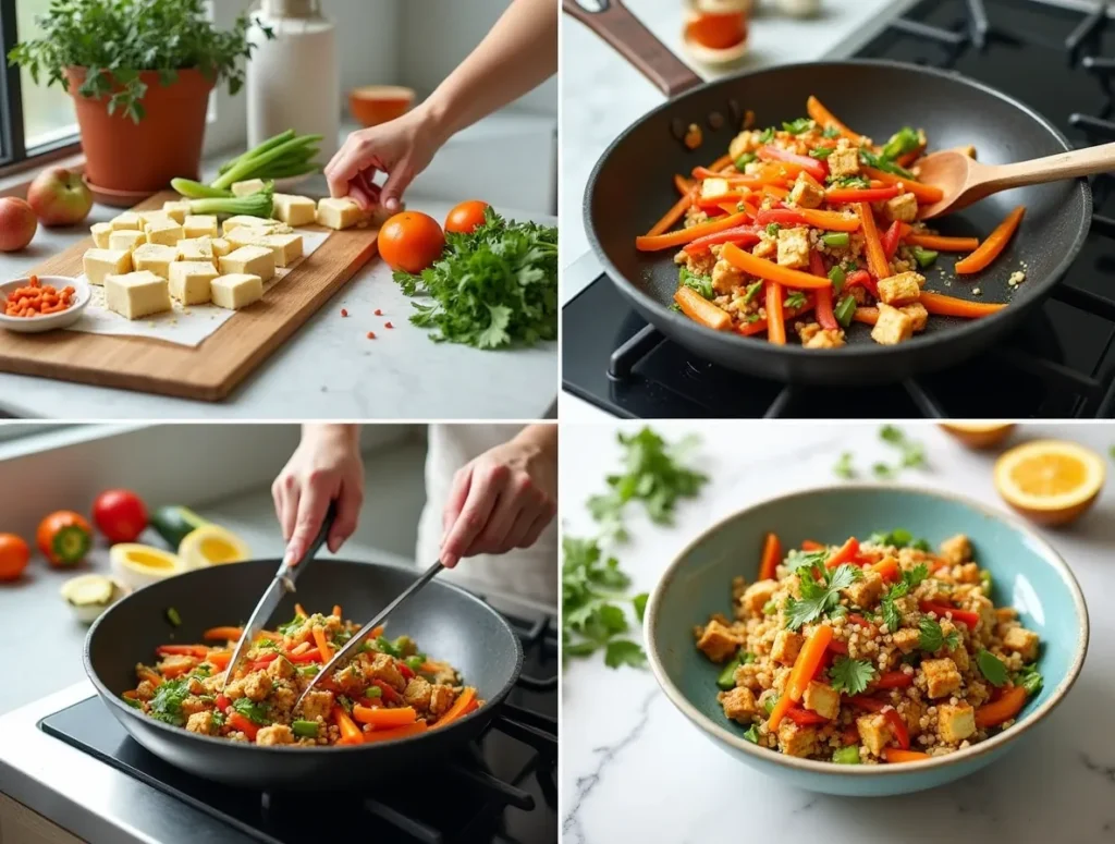 Step-by-step preparation of a Trader Joe’s recipes dish using fresh ingredients.