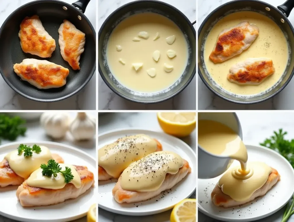 Step-by-step preparation of easy cream sauce for chicken