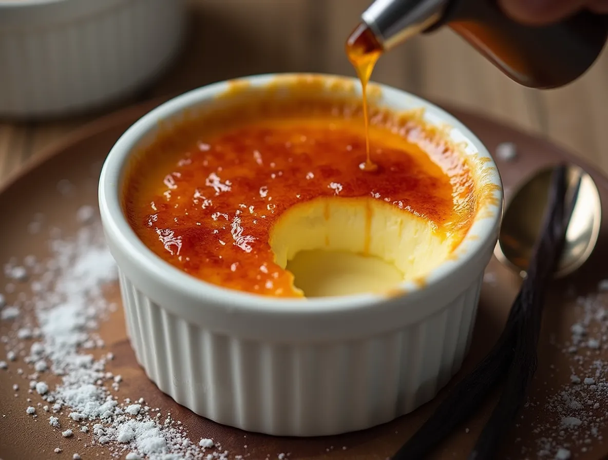 Perfect crème brûlée with caramelized sugar top