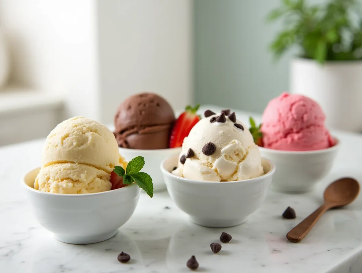 Vanilla and chocolate ice cream bowls made with Cuisinart ice cream recipes