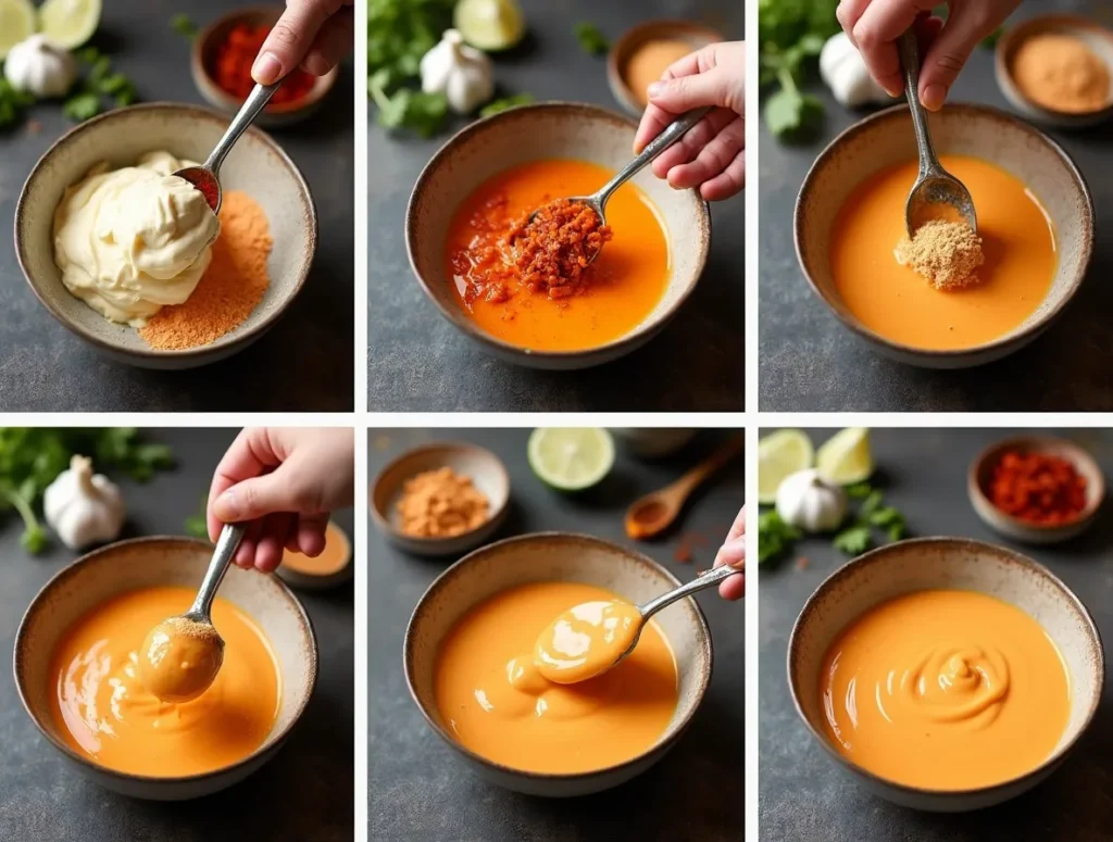 Step-by-step Bang Bang Sauce preparation