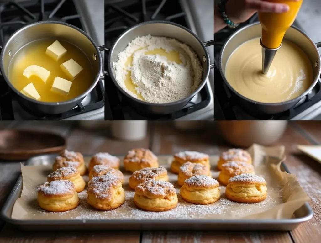 Step-by-step preparation of cream puffs