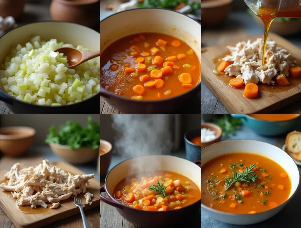 Step-by-step preparation of turkey soup recipe