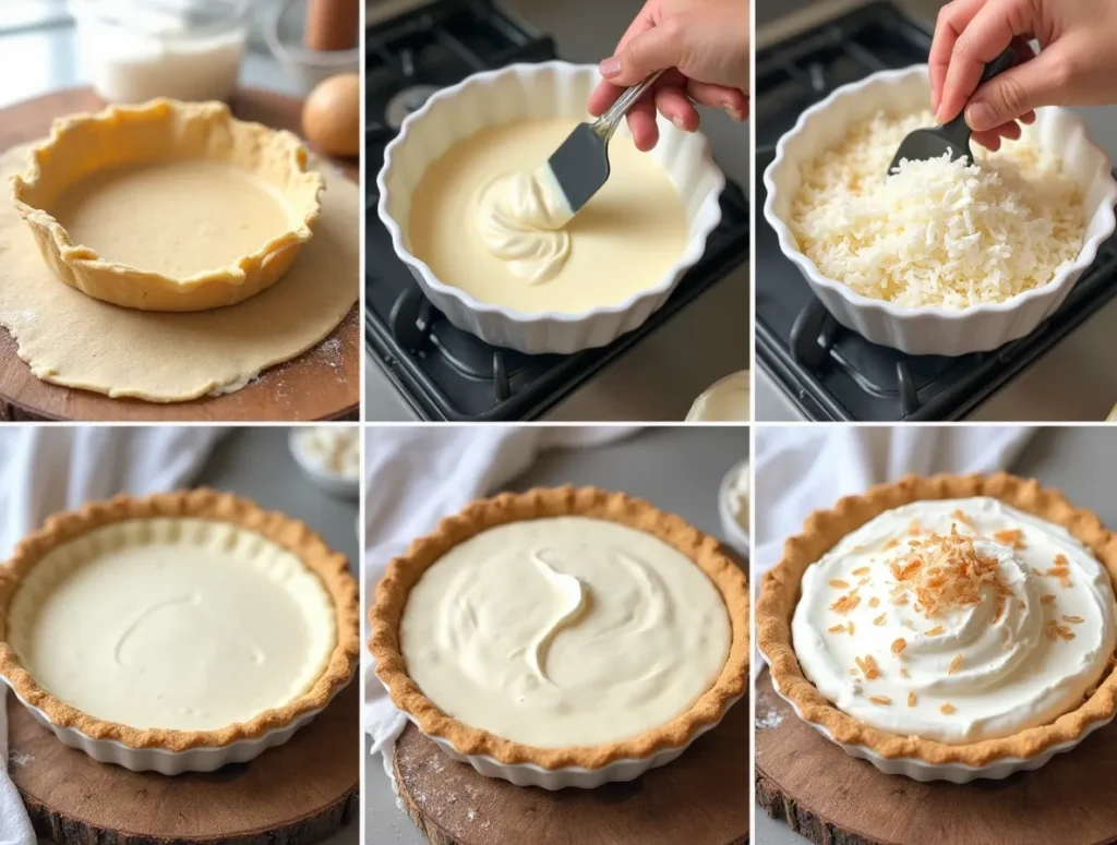 Step-by-step coconut cream pie preparation