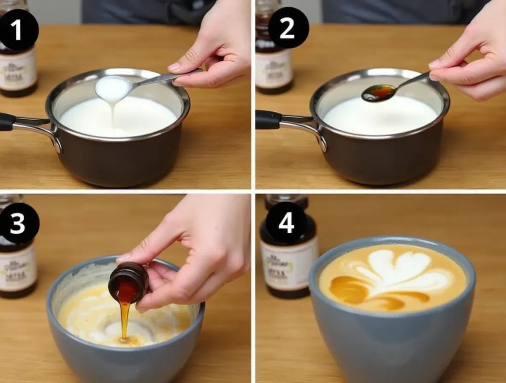 Step-by-step homemade creamer recipe preparation.